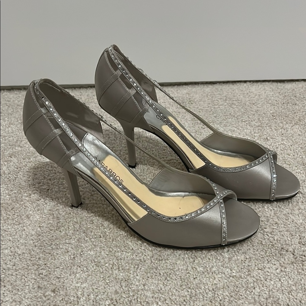 Caparros Gray Peep-Toe Heels with Medium Heel